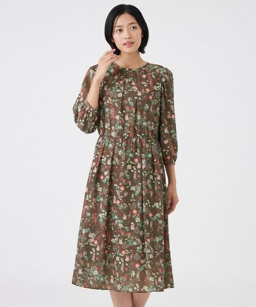 TRANS WORK / トランスワーク ロング・マキシ丈ワンピース | 【ウォッシャブル】BOHOプリントワンピース(ブラウン3)