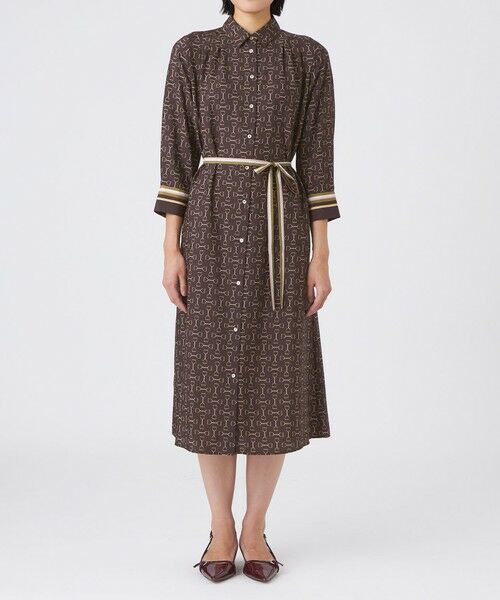 TRANS WORK / トランスワーク ロング・マキシ丈ワンピース | 【ウォッシャブル】ビットプリントデシンワンピース | 詳細4