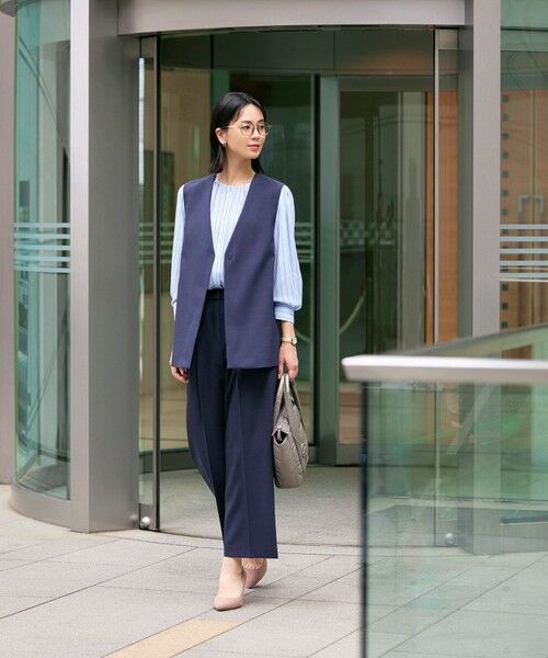 TRANS WORK / トランスワーク シャツ・ブラウス | 【ウォッシャブル】バックサテンストライプブラウス | 詳細2