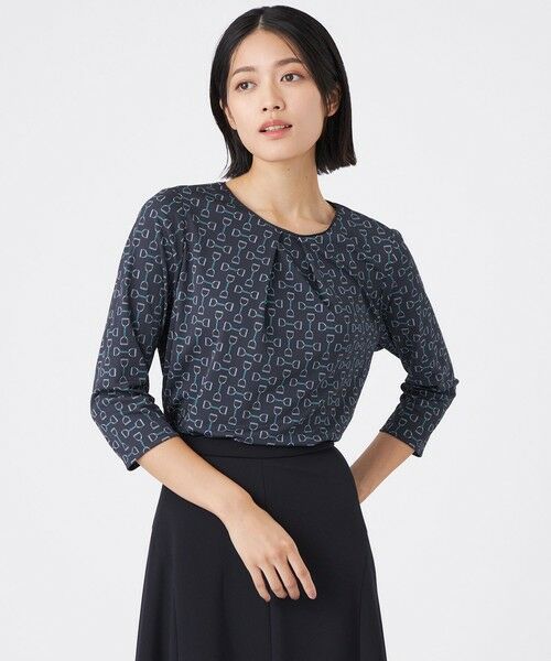 TRANS WORK/トランスワーク 【吸水速乾・UV・接触冷感・ウォッシャブル】ビットエアファインブラウス ネイビー3 38 TRANS WORK/トランスワーク 【吸水速乾・UV・接触冷感・ウォッシャブル】ビットエアファインブラウス ネイビー3 38