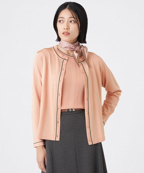 TRANS WORK/トランスワーク 【ウォッシャブル】バイカラーニット ピンク3 38 TRANS WORK/トランスワーク 【ウォッシャブル】バイカラーニット ピンク3 38