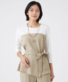 TRANS WORK / トランスワーク カットソー | 【ウォッシャブル】ドライダブルクロス×スムースコンビカットソー