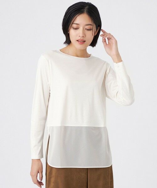 TRANS WORK / トランスワーク カットソー | 【ウォッシャブル】セルローススムースカットソー(オフホワイト2)