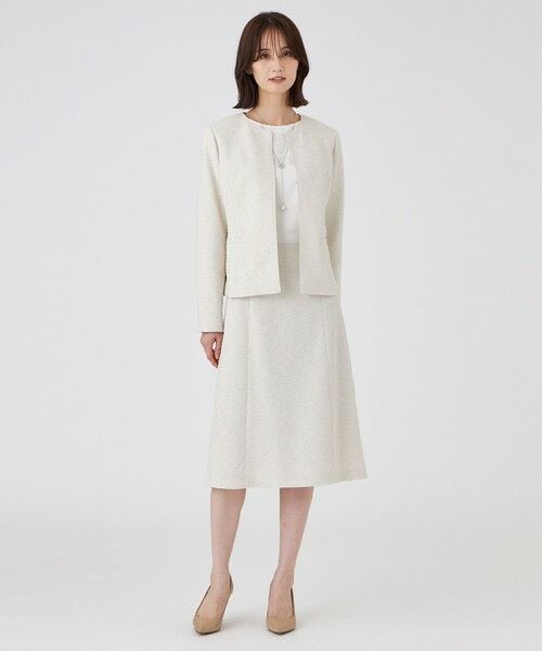 TRANS WORK / トランスワーク ノーカラージャケット | 【ウォッシャブル】ペーパーヤーンファンシージャケット | 詳細1