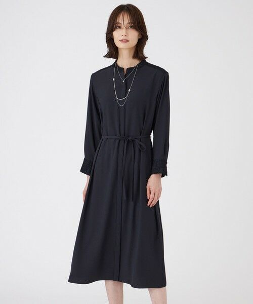 TRANS WORK/トランスワーク 【ウォッシャブル】プライムジョーゼットワンピース ネイビー3 40 TRANS WORK/トランスワーク 【ウォッシャブル】プライムジョーゼットワンピース ネイビー3 40