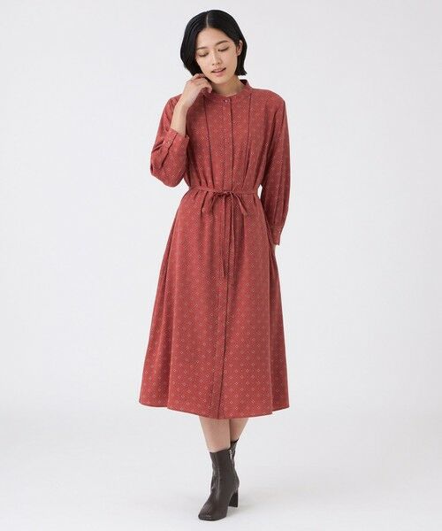 TRANS WORK / トランスワーク ロング・マキシ丈ワンピース | 【ウォッシャブル】ジオメトリックプリントワンピース | 詳細1