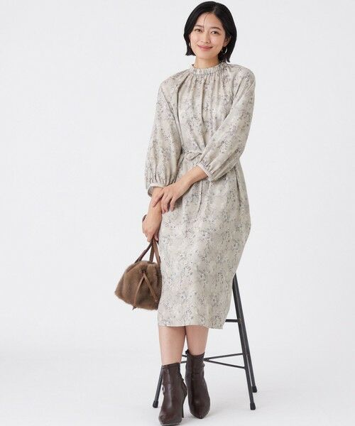 TRANS WORK / トランスワーク ロング・マキシ丈ワンピース | エッチングフラワープリント | 詳細2