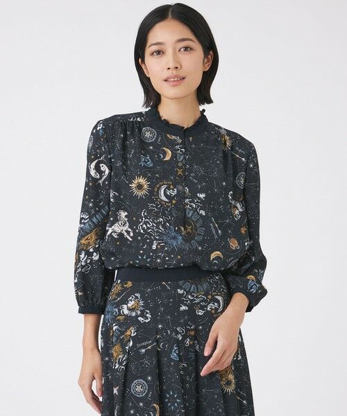 TRANS WORK/トランスワーク 【ウォッシャブル】コスモ柄プリントブラウス ネイビー3 38 TRANS WORK/トランスワーク 【ウォッシャブル】コスモ柄プリントブラウス ネイビー3 38
