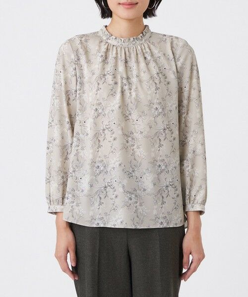 TRANS WORK / トランスワーク シャツ・ブラウス | 【ウォッシャブル】エッチングフラワープリントブラウス | 詳細4