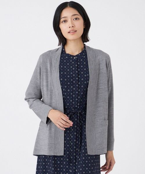 TRANS WORK/トランスワーク 【ウォッシャブル】エクストラファインウールカーディガン グレー3 38 TRANS WORK/トランスワーク 【ウォッシャブル】エクストラファインウールカーディガン グレー3 38