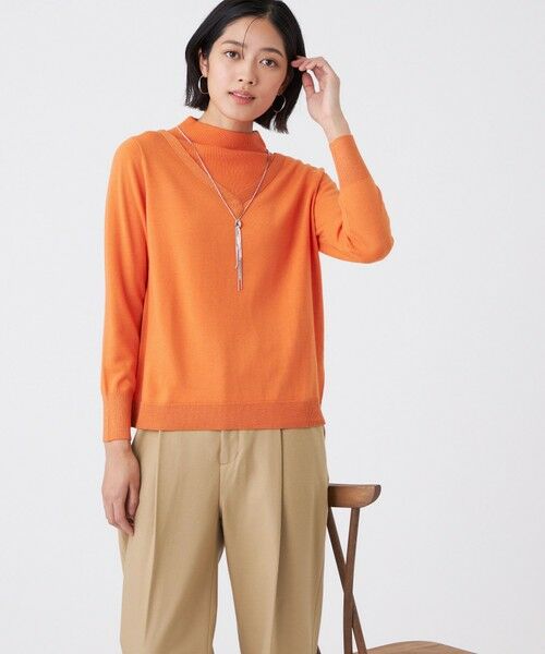 TRANS WORK/トランスワーク 【ウォッシャブル】エクストラファインウールプルオーバー オレンジ1 38 TRANS WORK/トランスワーク 【ウォッシャブル】エクストラファインウールプルオーバー オレンジ1 38
