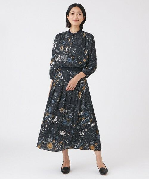 TRANS WORK / トランスワーク ロング・マキシ丈スカート | 【ウォッシャブル】コスモ柄プリントスカート | 詳細1