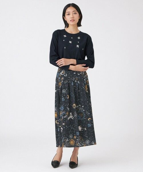TRANS WORK / トランスワーク ロング・マキシ丈スカート | 【ウォッシャブル】コスモ柄プリントスカート | 詳細2