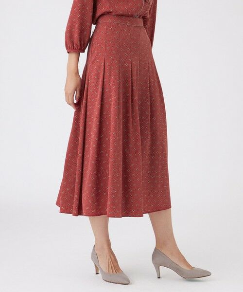 TRANS WORK/トランスワーク 【ウォッシャブル】ジオメトリックプリントスカート レッド2 40 TRANS WORK/トランスワーク 【ウォッシャブル】ジオメトリックプリントスカート レッド2 40