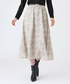 TRANS WORK / トランスワーク ロング・マキシ丈スカート | 【ウォッシャブル】エッチングフラワープリントスカート