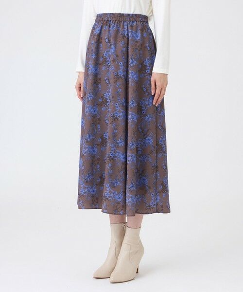 TRANS WORK / トランスワーク ロング・マキシ丈スカート | 【ウォッシャブル】エッチングフラワープリントスカート | 詳細5