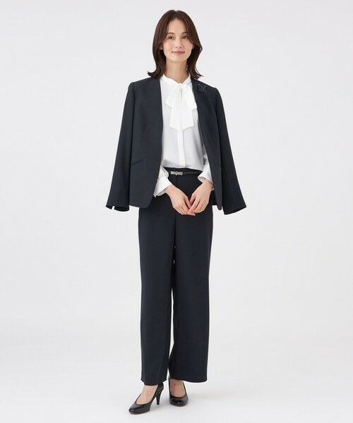 TRANS WORK / トランスワーク ノーカラージャケット | 【美シリーズ・セットアップ対応・ウォッシャブル】バックサテンジョーゼットジャケット | 詳細4