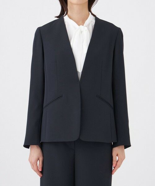 TRANS WORK / トランスワーク ノーカラージャケット | 【美シリーズ・セットアップ対応・ウォッシャブル】バックサテンジョーゼットジャケット | 詳細5