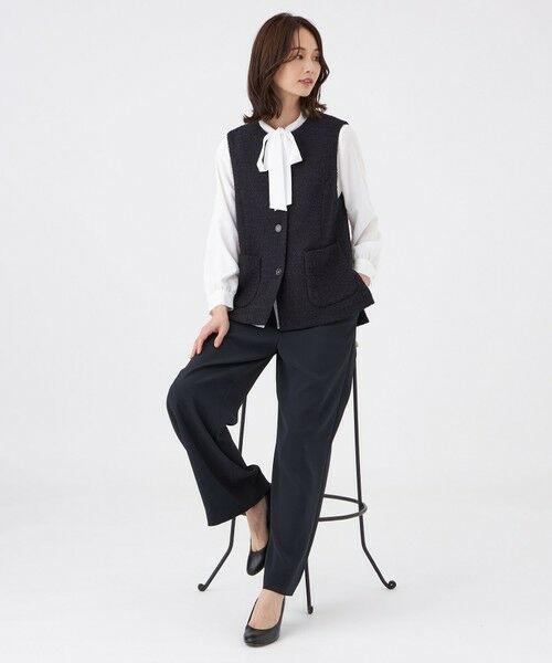 TRANS WORK / トランスワーク ノーカラージャケット | 【ウォッシャブル】ミックスツィードジレ | 詳細1