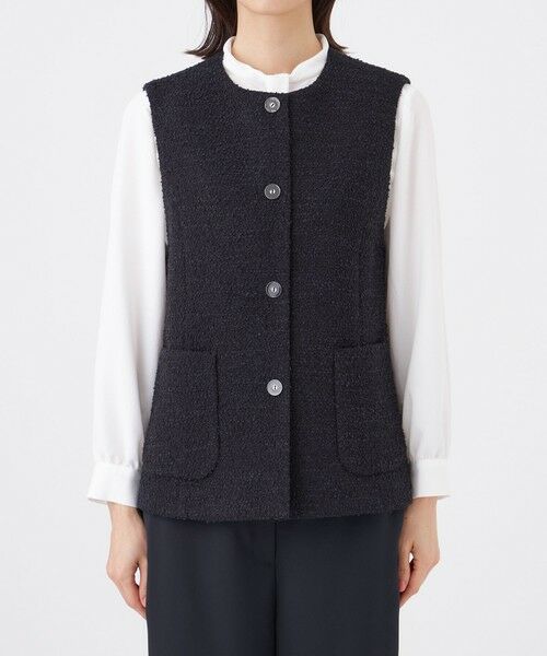 TRANS WORK / トランスワーク ノーカラージャケット | 【ウォッシャブル】ミックスツィードジレ | 詳細2