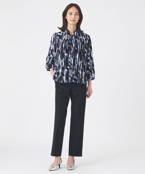 TRANS WORK / トランスワーク シャツ・ブラウス | 【ウォッシャブル】パウダーデシン幾何プリントブラウス | 詳細1