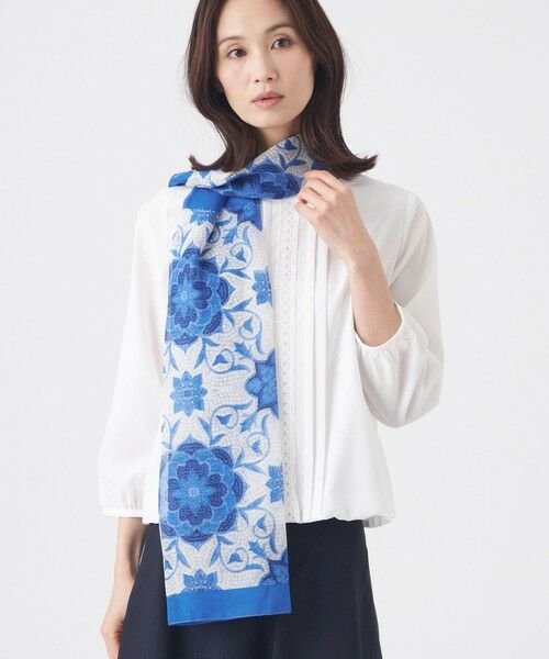 TRANS WORK / トランスワーク マフラー・ショール・スヌード・ストール | 【ウォッシャブル】タイルパターンストール（ブルー5）