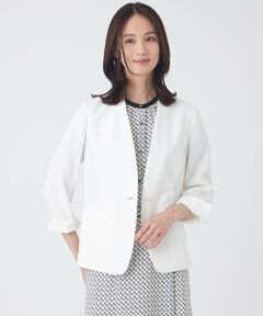 TRANS WORK / トランスワーク ノーカラージャケット | 【UV対策・着用しわ軽減・・ウォッシャブル】エアリーコードレーンノーカラージャケット