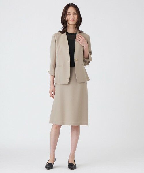 TRANS WORK / トランスワーク ノーカラージャケット | 【UV対策・着用しわ軽減・・ウォッシャブル】エアリーコードレーンノーカラージャケット | 詳細4