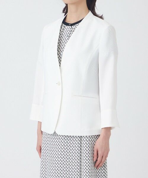 TRANS WORK / トランスワーク ノーカラージャケット | 【UV対策・着用しわ軽減・・ウォッシャブル】エアリーコードレーンノーカラージャケット | 詳細6