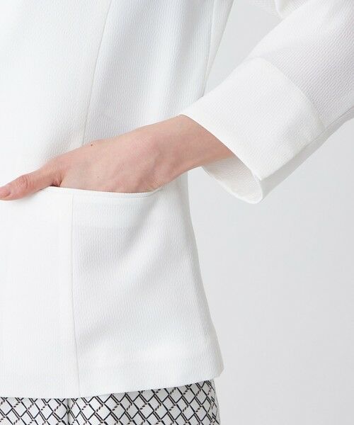 TRANS WORK / トランスワーク ノーカラージャケット | 【UV対策・着用しわ軽減・・ウォッシャブル】エアリーコードレーンノーカラージャケット | 詳細9