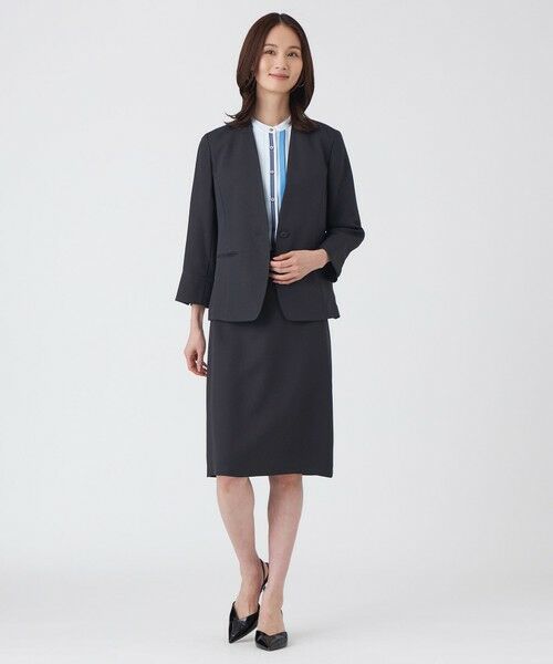 TRANS WORK / トランスワーク ノーカラージャケット | 【UV対策・着用しわ軽減・・ウォッシャブル】エアリーコードレーンノーカラージャケット | 詳細2