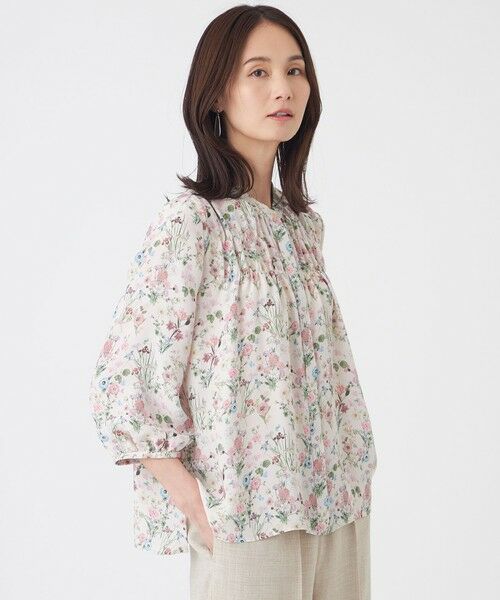 TRANS WORK / トランスワーク シャツ・ブラウス | 【ウォッシャブル】ルーセントフラワーブラウス（ベージュ1）