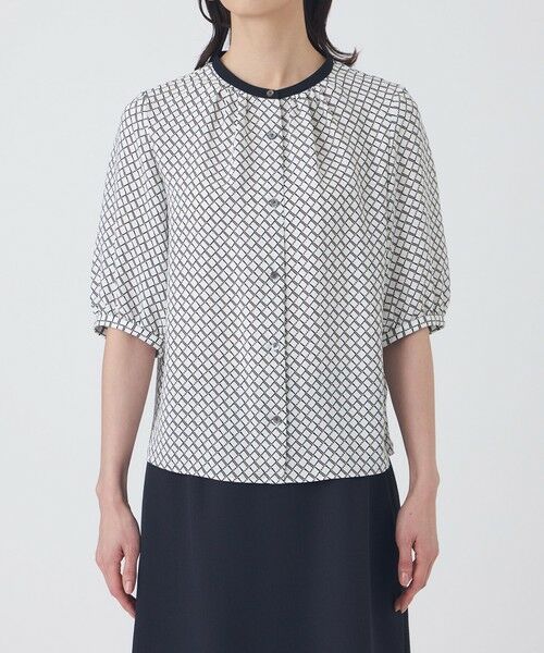 TRANS WORK / トランスワーク シャツ・ブラウス | 【ウォッシャブル】ツイストラティスプリントブラウス | 詳細3