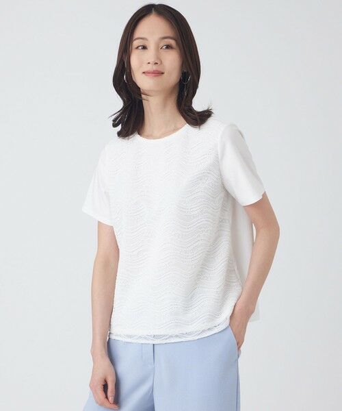 TRANS WORK / トランスワーク カットソー | 【ウォッシャブル】ジョーゼットジャージカットソー（オフホワイト2）