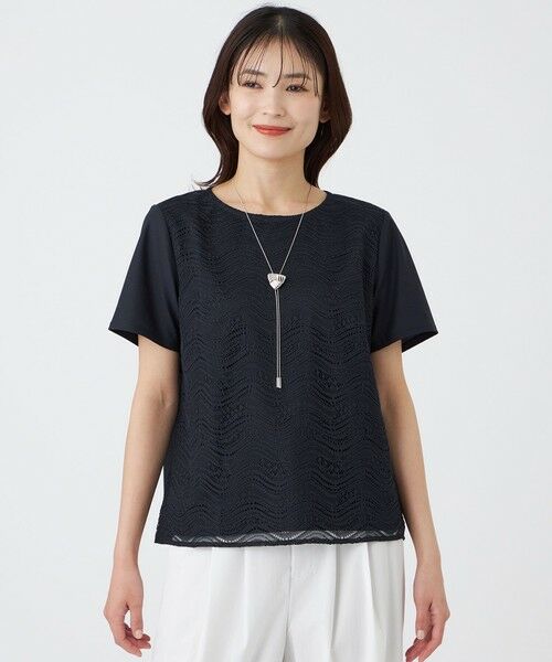 TRANS WORK / トランスワーク カットソー | 【ウォッシャブル】ジョーゼットジャージカットソー（ネイビー3）