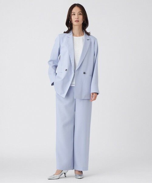 TRANS WORK / トランスワーク ノーカラージャケット | 【UV対策・着用しわ軽減・ウォッシャブル】エアリーコードレーンテーラードジャケット | 詳細1