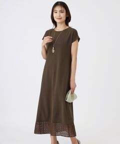 TRANS WORK / トランスワーク ロング・マキシ丈ワンピース | 【ウォッシャブル】クロッシュケミカルレースコンビワンピース