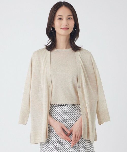 TRANS WORK / トランスワーク ニット・セーター | 【ウォッシャブル】シャイニーシアーニットカーディガン（ベージュ1）