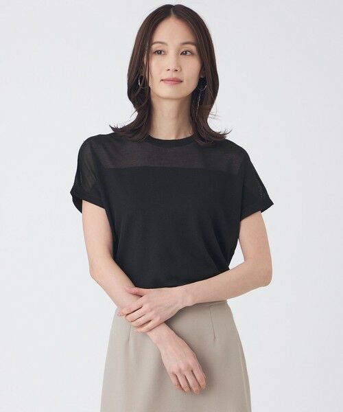 TRANS WORK / トランスワーク ニット・セーター | 【ウォッシャブル】シャイニーシアーニットプルオーバー（ブラック1）