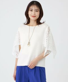 TRANS WORK / トランスワーク ニット・セーター | 【ウォッシャブル】クロッシュケミカルレースコンビニットプルオーバー