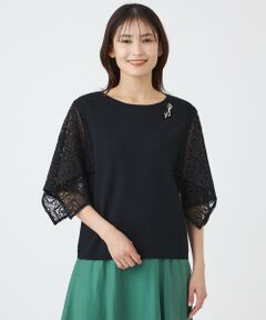 TRANS WORK / トランスワーク ニット・セーター | 【ウォッシャブル】クロッシュケミカルレースコンビニットプルオーバー