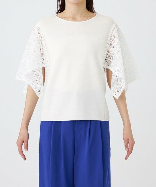 TRANS WORK / トランスワーク ニット・セーター | 【ウォッシャブル】クロッシュケミカルレースコンビニットプルオーバー | 詳細4