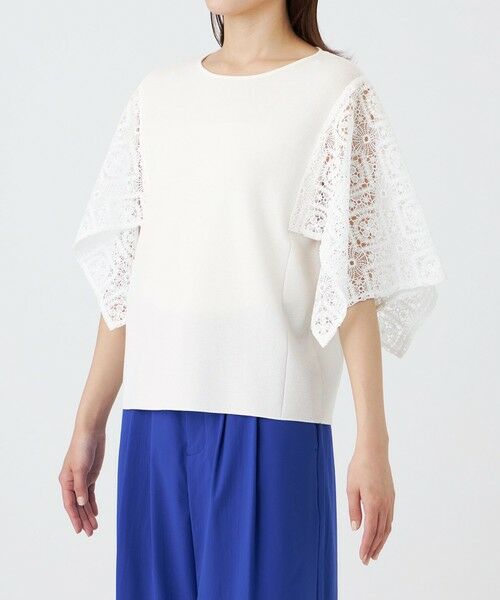 TRANS WORK / トランスワーク ニット・セーター | 【ウォッシャブル】クロッシュケミカルレースコンビニットプルオーバー | 詳細5