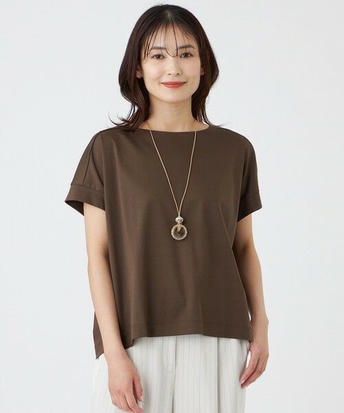 TRANS WORK / トランスワーク カットソー | 【ウォッシャブル】コットンスムースカットソー（ブラウン3）