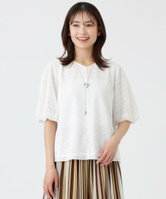 TRANS WORK / トランスワーク カットソー | 【ウォッシャブル】コットンスムースレースコンビカットソー