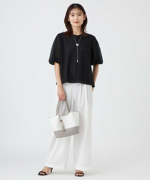 TRANS WORK / トランスワーク カットソー | 【ウォッシャブル】コットンスムースレースコンビカットソー | 詳細2