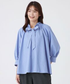 TRANS WORK / トランスワーク シャツ・ブラウス | 【接触冷感/紫外線遮蔽率96％以上・ウォッシャブル】クールUVストライプブラウス