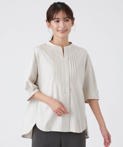 TRANS WORK / トランスワーク カットソー | 【ウォッシャブル】60/-コットンスムースカットソー（ベージュ1）