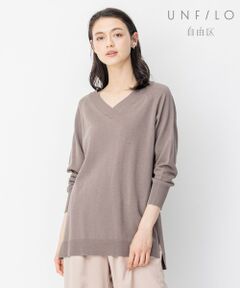 【UNFILO】SWAN ORGANIC Vネック チュニック ニット