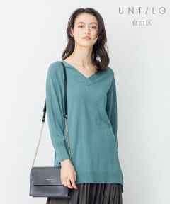 【UNFILO】SWAN ORGANIC Vネック チュニック ニット